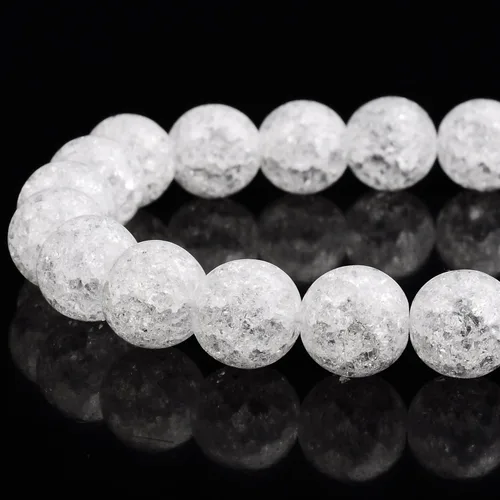Vista 6 de RUBYCA Natural AAA Grado Blanco Claro Cuarzo Cristal Crackle Redondo Perlas Joyería Fabricación 1 Strand 0.157 in