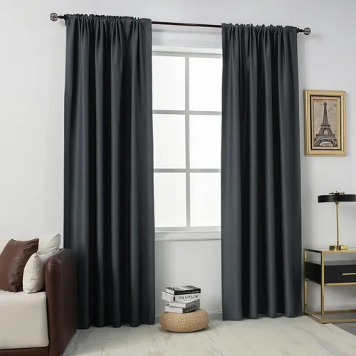 Vista 69 de DUALIFE Cortinas opacas de 45 pulgadas de largo, 2 paneles para ventanas pequeñas de dormitorio, aislamiento térmico, bolsillo para barra, cortinas