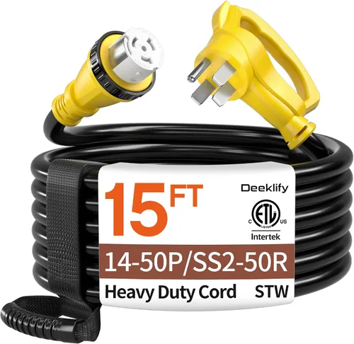 Vista 13 de NEMA14-50P/SS2-50R - Cable generador de 25 pies y 50 amperios con bloqueo giratorio