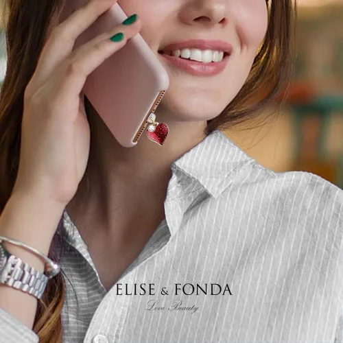 Vista 6 de ELISE & FONDA CP139 Puerto de carga USB Anti Polvo Plug Little Heart Love Colgante Colgante Teléfono Charm para iPhone 11/XS MAX/XR/X/8