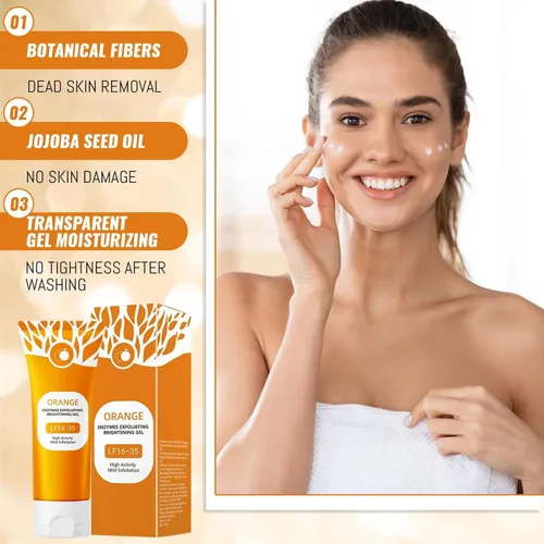 Vista 6 de Gel exfoliante naranja – Gel exfoliante de enzima naranja para cara y cuerpo, exfoliante de limpieza profunda para desatascar los poros, eliminar