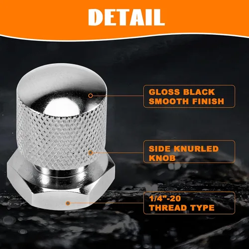 Vista 5 de 3 piezas de tornillo de asiento trasero moleteado de acero inoxidable con tuerca de montaje de asiento solo rosca de 1/4"-20 Patrón de calavera