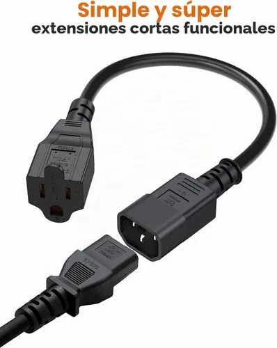 Vista 4 de CableCreation Paquete de 10 cables adaptadores de corriente NEMA 5-15R a IEC 320 C14 de 1 pie