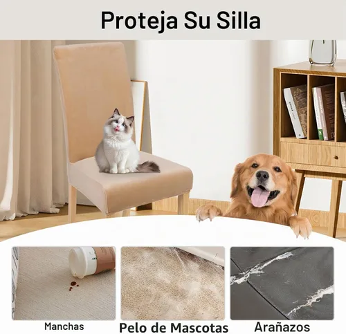 Vista 7 de Smiry - Fundas de terciopelo elásticas para sillas de comedor, juego de 2, ajuste suave, extraíbles, lavables, protector de silla de cocina Parsons