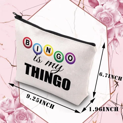 Vista 2 de BDPWSS Regalos divertidos de bingo bolsa de maquillaje de bingo regalo de jugador de bingo Bingo es mi Thingo para jugador de bingo regalo regalo