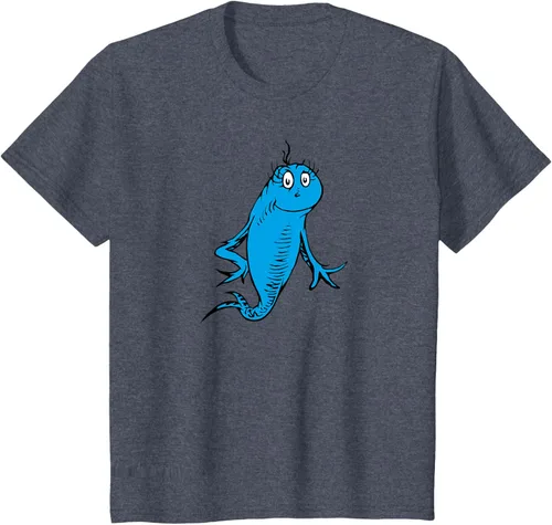 Vista 67 de Dr. Seuss Blue Fish Character - Camiseta con licencia oficial Negro
