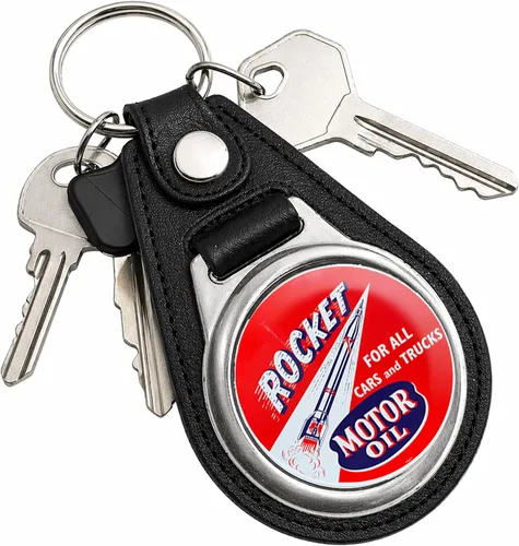 Vista 17 de Brotherhood Round Key Chain for Vintage Motor Oil, Petroleum, and