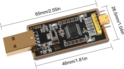 Vista 2 de FT232RL Adaptador USB a TTL para proyectos de desarrollo, módulo convertidor USB a serie con UART USB FTDI original compatible con Windows