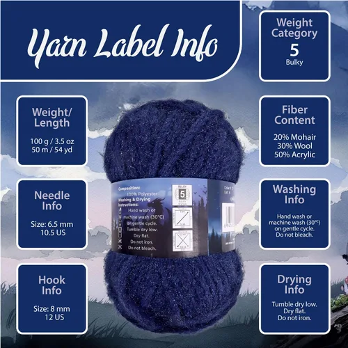 Vista 5 de JubileeYarn Halo Fables Yarn - 100g/Skein Bulky Polyester - North Wind Sun - 2 Skeins