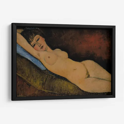 Vista 6 de Canvas Lab Reclining Nude on Blue Cushion by Amedeo Modigliani 11 x 7 in Fine Art Framed Print, Frame Color: Black, With Mat Classical art