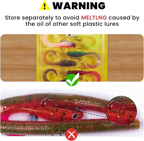 Vista 6 de TRUSCEND Duramax TPE Soft Fishing Lures with BKK Hooks, Easy Catch Curly & T-Tail for Trembly Sinking & Vibrating Swim, UV or Glow Effect for All