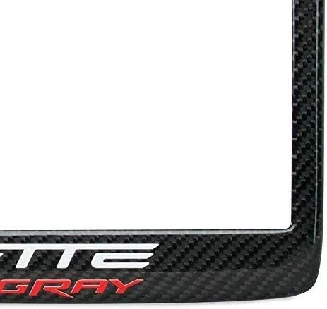 Vista 2 de C7 Corvette - Marco de matrícula de fibra de carbono con escritura de rayas para Corvettes 2014-2019