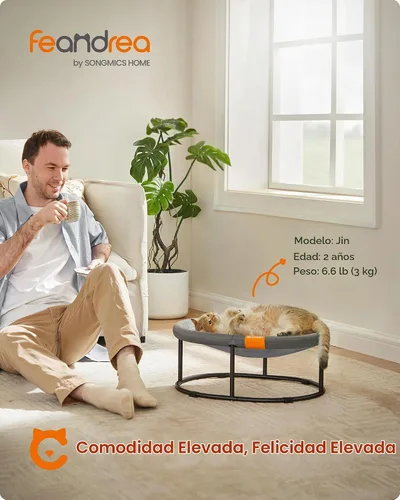 Vista 2 de Feandrea Cama para Mascotas, Hamaca para Gatos, Cama Elevada para Gatos para Múltiples Gatos, con Malla Lavable Removible, para Mascotas de hasta 20