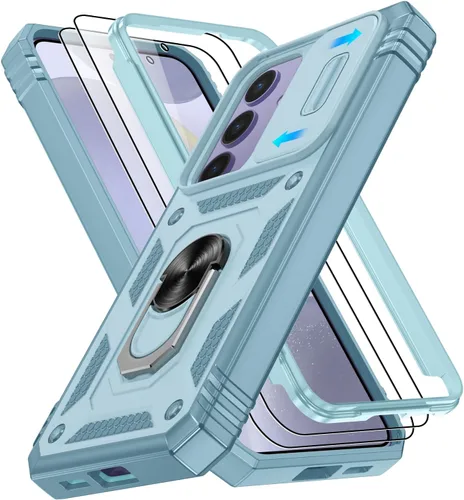 Vista 89 de Gritup Funda para Google Pixel 6 con cubierta deslizante para cámara y protector de pantalla (2 unidades), soporte de anillo giratorio 360°, funda