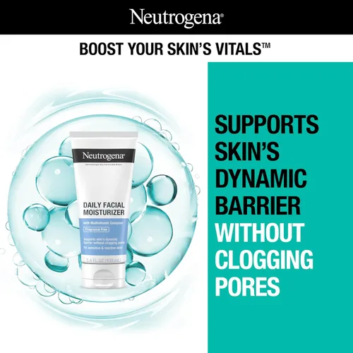 Vista 3 de Neutrogena Limpiador facial espumoso diario ultra suave, 16 onzas líquidas, hidratante facial diario, 3.4 onzas líquidas, cuidado de la piel