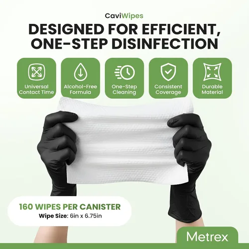 Vista 3 de Metrex CaviWipes HP Toallitas desinfectantes con peróxido de hidrógeno, desinfectante de superficies de grado hospitalario sin blanqueador, mata