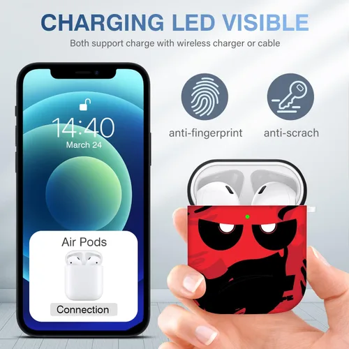 Vista 3 de Funda para Airpods, Don't Touch Me for Airpods Cover con llavero suave y linda funda a prueba de golpes para mujeres y hombres, compatible con funda