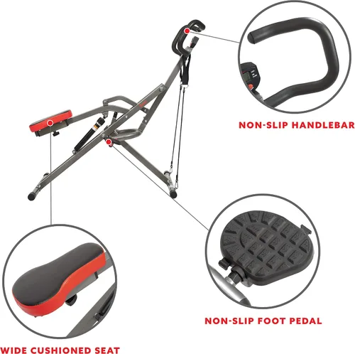 Vista 3 de Sunny Health & Fitness Row-N-Ride PRO, máquina de sentadillas completa para todo el cuerpo con banda de resistencia opcional, fácil de instalar
