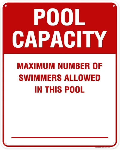 Vista 16 de Número máximo de nadadores permitidos en este cartel de piscina, 7 x 10 pulgadas, libre de óxido, aluminio 040, resistente a la decoloración