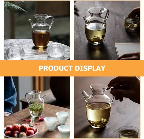 Vista 8 de Hemoton - Tetera de vidrio para uso doméstico Pequeña tetera de Kung Fu cómoda - Mango escaldado para elaborar cerveza y té de hierbas