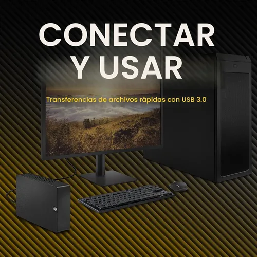 Vista 5 de Seagate Expansion Desktop 10TB, disco duro externo, USB 3.0, servicios de rescate de datos (STKP10000400)