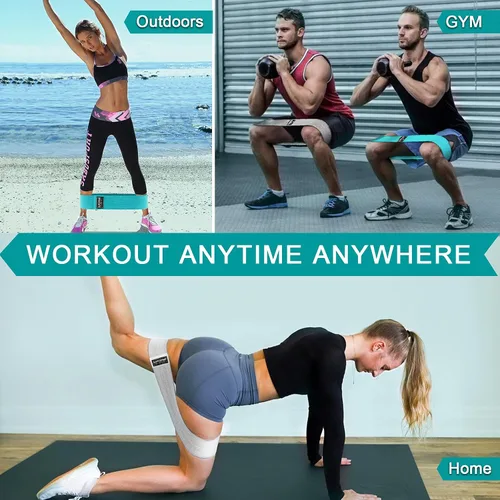 Vista 7 de Supertrip Bandas de resistencia de tela para piernas y glúteos, antideslizantes, para mujeres/hombres, bandas elásticas para entrenamiento, fitness