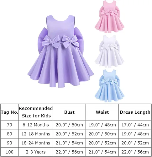 Vista 4 de IDOPIP Flower Girl Bowknot Tutu Dress for Toddler Baby Wedding First Communion Birthday Party Pageant Baptism Dresses