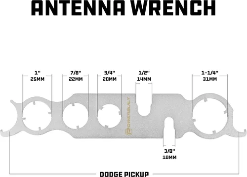 Vista 2 de Powerbuilt Llave de antena 2 en 1 – Tuerca bisel de antena de varios tamaños y herramienta de extracción de mástil para automóviles, se adapta a