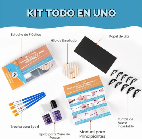 Vista 4 de Fishing Rod Tip Repair Kit with Glue/Supplies/Step-by-Step Instructions Kit de pegamento AB