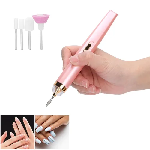 Vista 5 de Kit de taladro eléctrico para uñas, kit de manicura inalámbrico recargable, pulidor de uñas portátil con luz (01)
