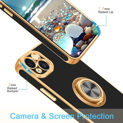 Vista 2 de Fingic Funda para iPhone 15, funda para iPhone 15 [con soporte de anillo de 360°] [soporte magnético para automóvil] Funda de teléfono con función