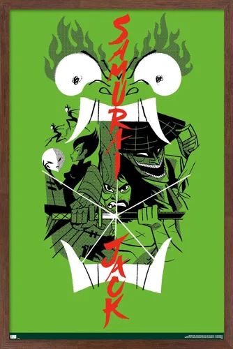 Vista 17 de Trends International Samurai Jack-Ensemble - Póster de pared, 14.725 x 22.375 pulgadas, versión enmarcada en madera de granero
