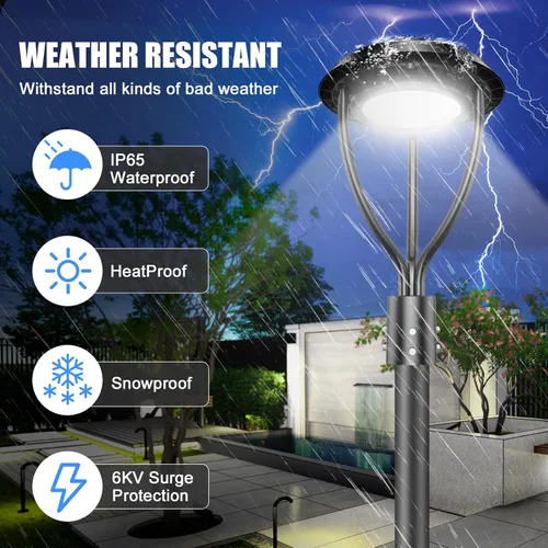 Vista 5 de Luz LED de poste superior de 60 W con fotocélula, 60 W, 48 W, 36 W, ajustable, 8400 lúmenes, CCT ajustable 3000/4000/5000K, luces de poste al aire