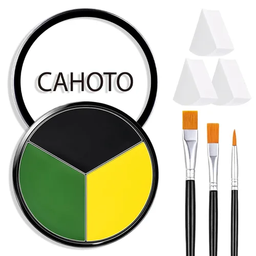 Vista 14 de Negro Blanco Gris 3 Colores Cara Cuerpo Pintura Con Esponja Y