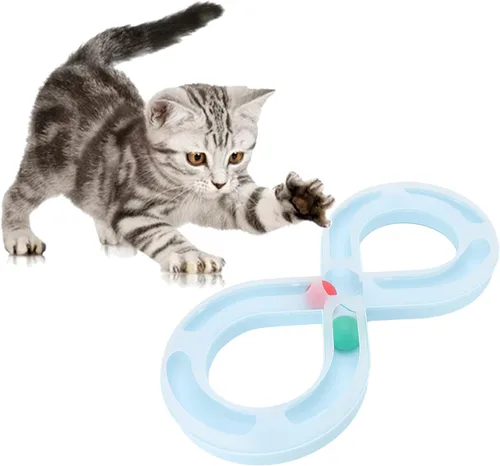 Vista 5 de Juguetes para gatos, bandeja para gatos, figura giratoria de gatito, figura de 8 formas para gatos, juguete de bola giratoria interesante