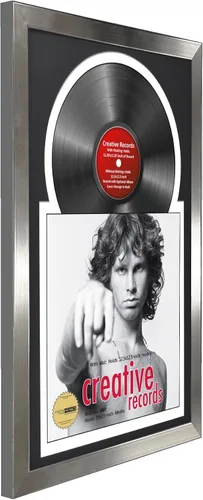 Vista 4 de Creative Picture Frames Marco para discos de Jukebox de 16 x 24 pulgadas con acabado de acero inoxidable de 12 pulgadas con doble paspartú blanco