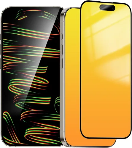 Vista 10 de Protector de pantalla de privacidad para iPhone 14/13/13 Pro (dorado) Anti-Spy vidrio templado degradado colorido efecto espejo cobertura completa
