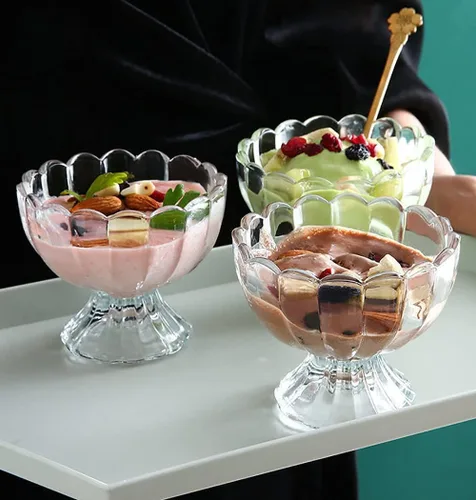 Vista 8 de Lawei Paquete de 6 cuencos de vidrio para postre, tazas pequeñas de 5 onzas para helado, mini cuencos de postre con patas para postre, helado