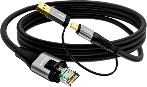 Vista 9 de Cable Ethernet a USB C de 1 pie, adaptador de red LAN de Internet tipo C a RJ45, Gigabit, trenzado, conectado directamente, Thunderbolt 4/3