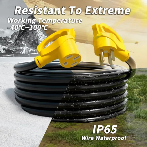 Vista 5 de PlugSaf NEMA 14-50P/14-50R 3 pies 50 Amp cable de extensión RV/EV para exteriores con mango de agarre, cable de alimentación RV STW flexible de 4