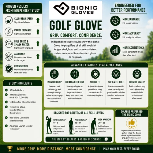 Vista 8 de Bionic. Guantes para hombre. Para golf fabricado con piel de Cabretta duradera y genuina.