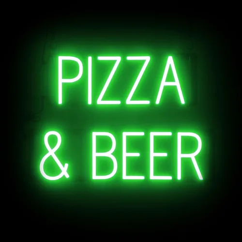 Vista 30 de SpellBrite Cartel PIZZA Letrero relacionado con pizza con aspecto de neón, fuente de luz LED azul 17.6 x 6.3 pulgadas Ultra-Bright