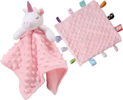 Vista 42 de CREVENT Mantas de bebé suaves y acogedoras para niños y niñas + manta de seguridad, juego con una bolsa de regalo esenciales para recién nacidos Gris