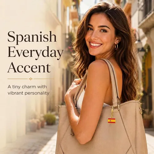 Vista 7 de Mini Country Flag Keychain Charm Collectible Travel Souvenir Keyring España