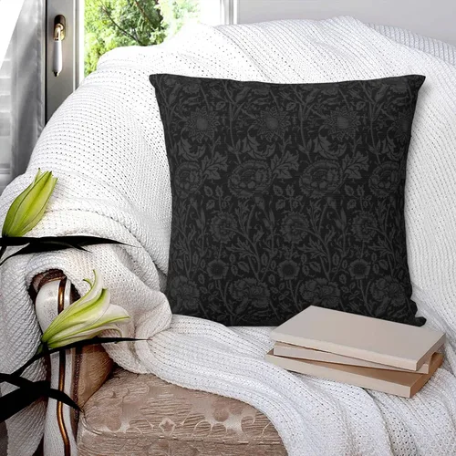Vista 4 de William Carnations - Fundas de almohada morris con diseño floral negro y gris, 18 x 18 pulgadas, almohada estética para dormitorio, funda de William