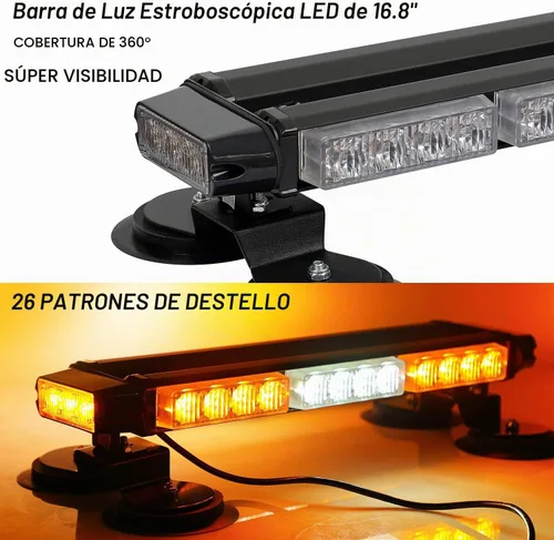 Vista 2 de ASPL - Barra de luz intermitente espectroscópica LED de 16.8 pulgadas, 26 modos intermitentes de alta intensidad, luces de advertencia de peligro