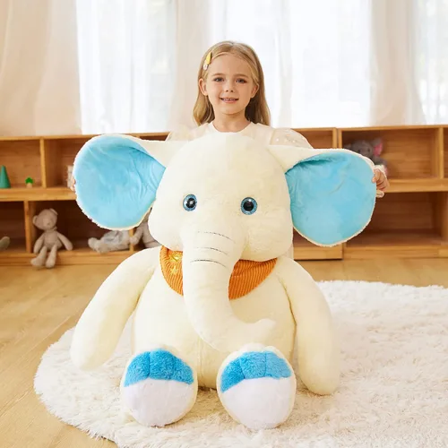 Vista 4 de EARTHSOUND Juguete de peluche de elefante gigante, de 30 pulgadas, juguetes suaves y grandes, tamaño grande, enorme y esponjoso, de gran