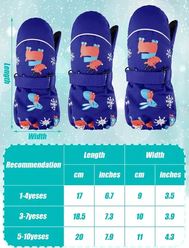 Vista 3 de Manoplas de esquí para niños, guantes de invierno impermeables para nieve, guantes cálidos y resistentes al viento para niños y niñas