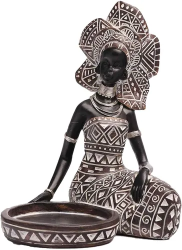 Vista 8 de Lescafita Juego de 3 Portavelas de Dama Africana – Figuras de Resina con Cuencos Dorados para Velas de Té o Velas de Pilar Pequeñas – Estatuas
