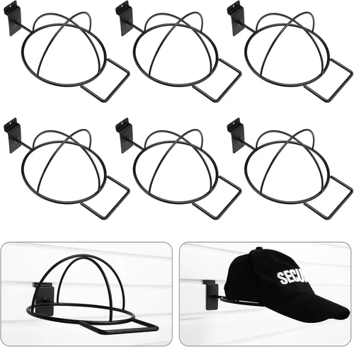 Vista 7 de Kigley 6 piezas de sombrero de alambre para gorras de béisbol, accesorios de metal negro, estantes minoristas para puerta de mercancía, armario